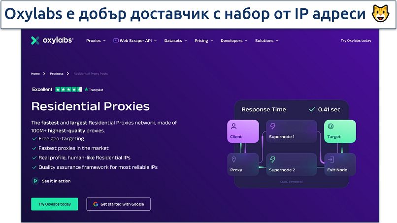 Screenshot of the Oxylabs proxies page